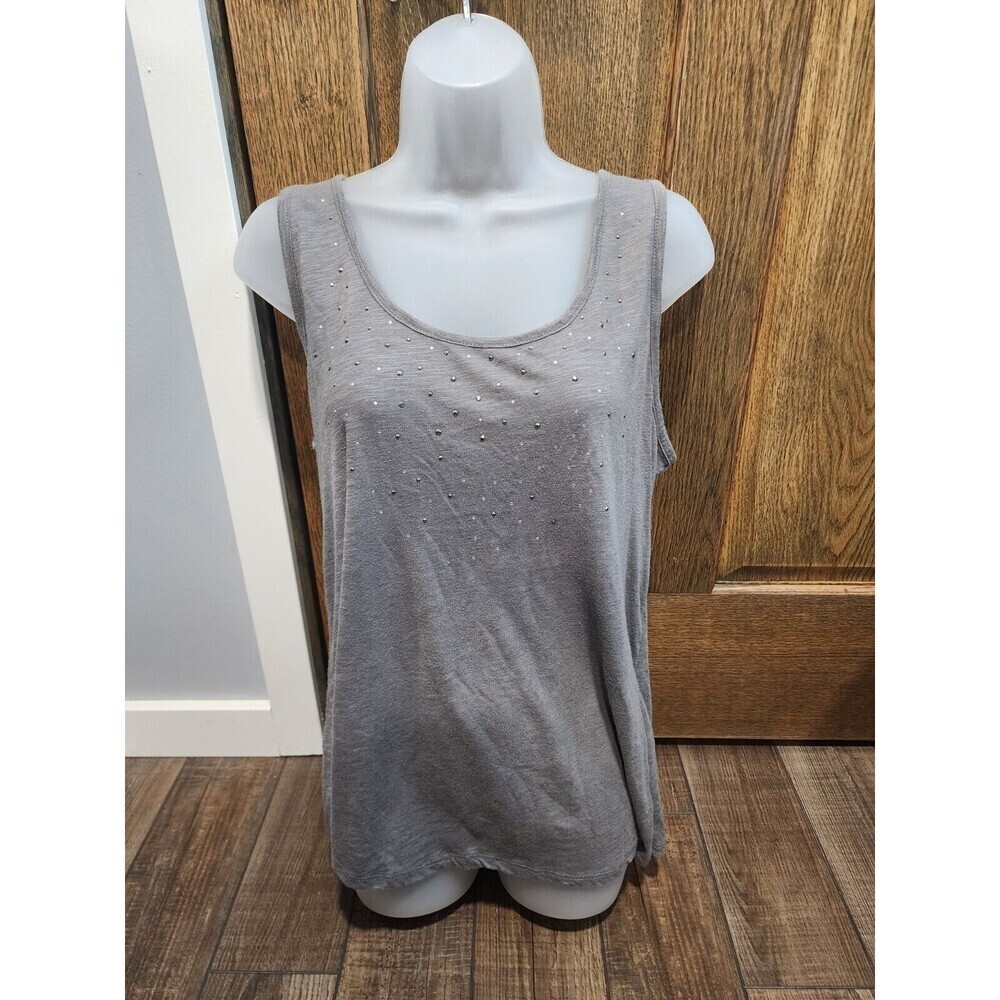 Maurices Tank Top Womens XL Grey Lace Back Rhinestones Bling